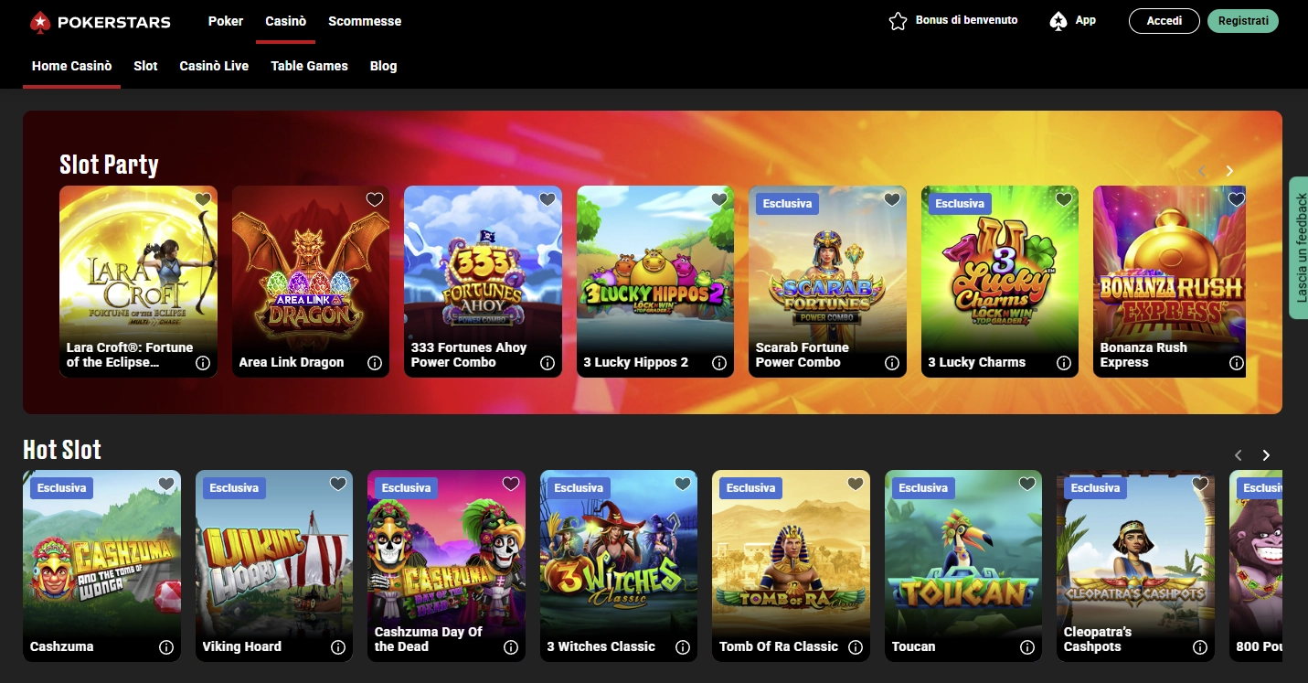 Giochi disponibili su Pokerstars Casino