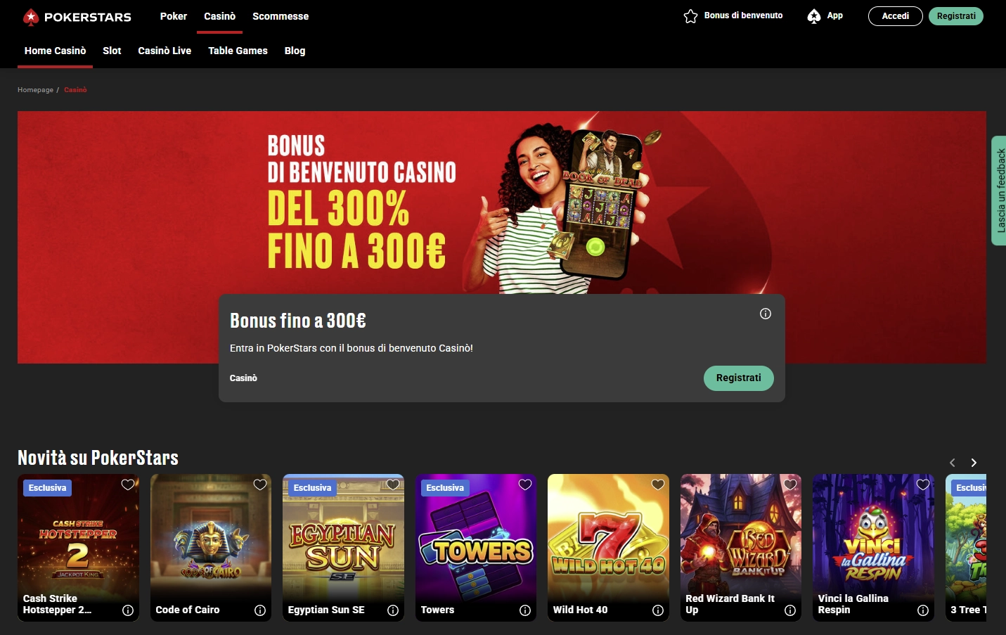 Panoramica di Pokerstars Casino